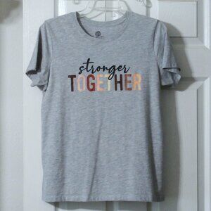 Positivi Tees Women's Gray Medium (8-10) Short Sleeve T-Shirt, Stronger Together